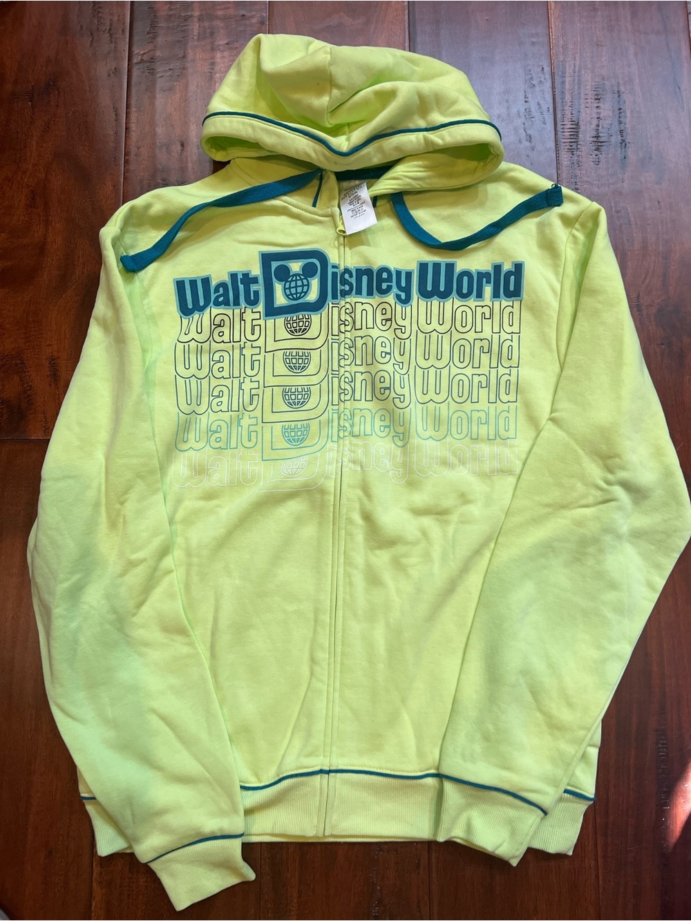 Disney Neon Yellow & Teal Walt Disney World Zip-Up Hoodie